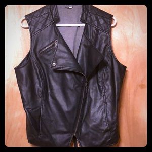 Faux Leather Moto Vest